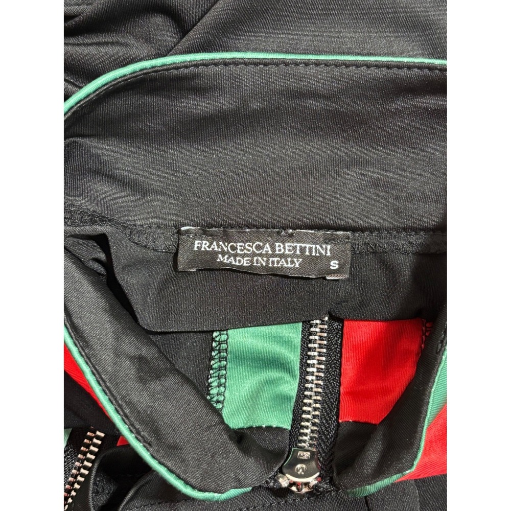 Francesca Bettini Made in Italy Red Green Stripe Zip Front Dress NWOT Small - Picture 11 of 11